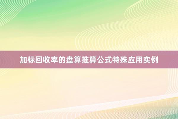 加标回收率的盘算推算公式特殊应用实例
